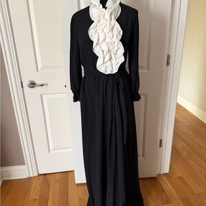 Moschino Black Dress with White Ruffle Detail